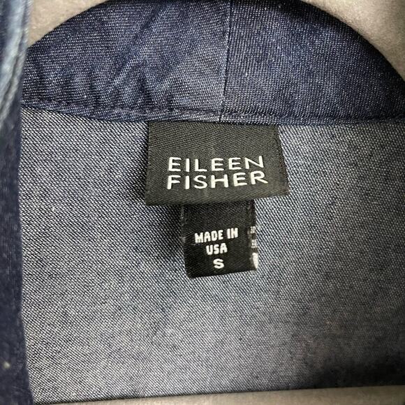 Eileen Fisher Denim Bomber Jacket Full Zip Casual Chic Western Boho Sz Small - Picture 4 of 6